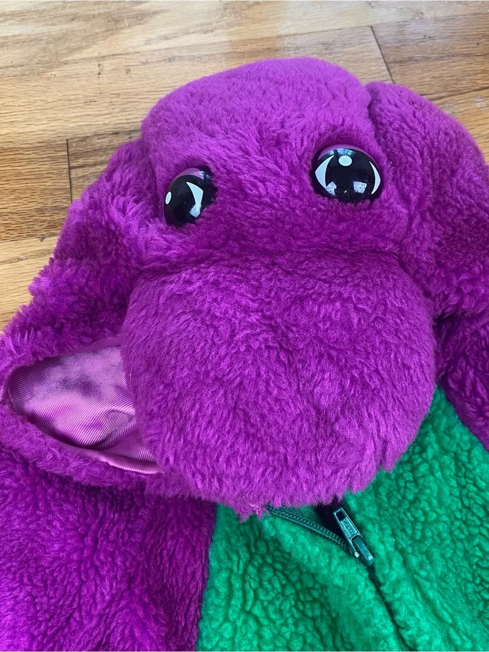 Barney The Purple Dinosaur Sherpa Fleece Kids Costume Zip 1997 halloween 4-6